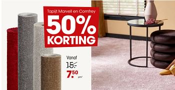 Aanbiedingen Tapijt marvell en comfrey 50% korting - Huismerk - Kwantum - Geldig van 19/12/2022 tot 01/01/2023 bij Kwantum