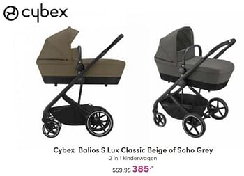 Aanbiedingen Cybex balios s lux classic beige of soho grey 2 in 1 kinderwagen - Cybex - Geldig van 02/01/2023 tot 07/01/2023 bij Baby & Tiener Megastore