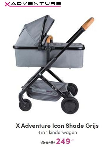 Aanbiedingen X adventure icon shade grijs 3 in 1 kinderwagen - Xadventure - Geldig van 02/01/2023 tot 07/01/2023 bij Baby & Tiener Megastore