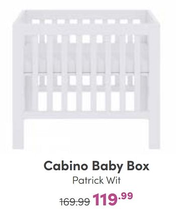 Aanbiedingen Cabino baby box patrick wit - Cabino - Geldig van 02/01/2023 tot 07/01/2023 bij Baby & Tiener Megastore