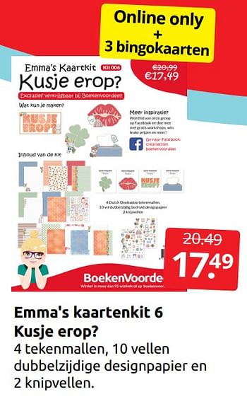 Aanbiedingen Emma`s kaartenkit 6 kusje erop? - Huismerk - Boekenvoordeel - Geldig van 31/12/2022 tot 08/01/2023 bij Boekenvoordeel
