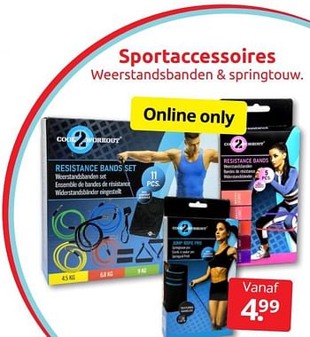Aanbiedingen Sportaccessoires weerstandsbanden + springtouw - Huismerk - Boekenvoordeel - Geldig van 31/12/2022 tot 08/01/2023 bij Boekenvoordeel