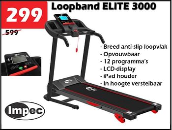 Aanbiedingen Loopband elite 3000 - Impec - Geldig van 22/12/2022 tot 15/01/2023 bij Itek