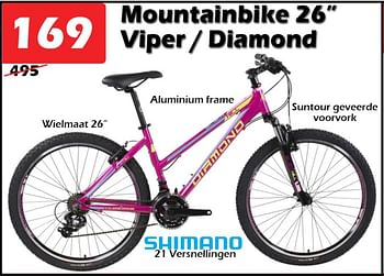 Aanbiedingen Mountainbike 26`` viper- diamond - Huismerk - Itek - Geldig van 22/12/2022 tot 15/01/2023 bij Itek