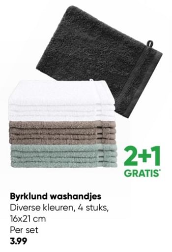 Aanbiedingen Byrklund washandjes - Byrklund Basics for living - Geldig van 02/01/2023 tot 15/01/2023 bij Big Bazar
