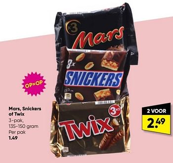 Aanbiedingen Mars snickers of twix - Huismerk - Big Bazar - Geldig van 02/01/2023 tot 15/01/2023 bij Big Bazar