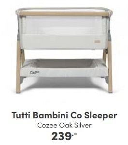 Aanbiedingen Tutti bambini co sleeper cozee oak silver - Tutti Bambini  - Geldig van 08/01/2023 tot 14/01/2023 bij Baby & Tiener Megastore