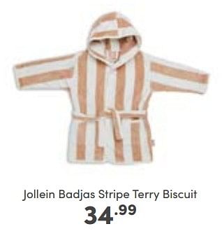 Aanbiedingen Jollein badjas stripe terry biscuit - Jollein - Geldig van 08/01/2023 tot 14/01/2023 bij Baby & Tiener Megastore