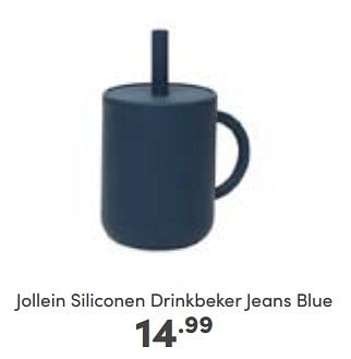 Aanbiedingen Jollein siliconen drinkbeker jeans blue - Jollein - Geldig van 08/01/2023 tot 14/01/2023 bij Baby & Tiener Megastore