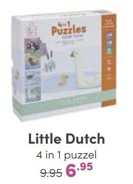 Aanbiedingen Little dutch 4 in 1 puzzel - Little Dutch - Geldig van 08/01/2023 tot 14/01/2023 bij Baby & Tiener Megastore