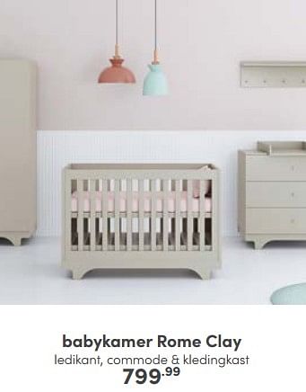 Aanbiedingen Babykamer rome clay - Huismerk - Baby &amp; Tiener Megastore - Geldig van 14/01/2023 tot 21/01/2023 bij Baby & Tiener Megastore