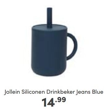 Aanbiedingen Jollein siliconen drinkbeker jeans blue - Jollein - Geldig van 14/01/2023 tot 21/01/2023 bij Baby & Tiener Megastore