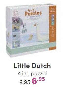 Aanbiedingen Little dutch 4 in 1 puzzel - Little Dutch - Geldig van 14/01/2023 tot 21/01/2023 bij Baby & Tiener Megastore
