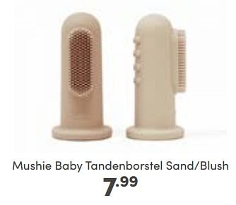 Aanbiedingen Mushie baby tandenborstel sand-blush - Mushie - Geldig van 14/01/2023 tot 21/01/2023 bij Baby & Tiener Megastore