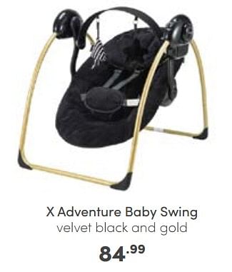 Aanbiedingen X adventure baby swing velvet black and gold - Xadventure - Geldig van 14/01/2023 tot 21/01/2023 bij Baby & Tiener Megastore