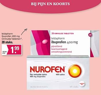 Aanbiedingen Leidapharm ibuprofen 400 mg omhulde tabletten - Leidapharm - Geldig van 11/01/2023 tot 28/01/2023 bij De Online Drogist