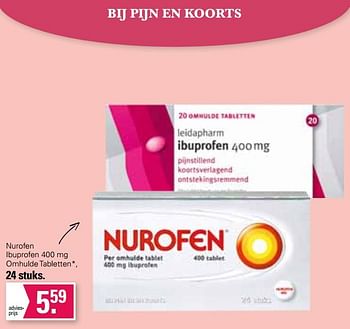 Aanbiedingen Nurofen ibuprofen 400 mg omhulde tabletten - Nurofen - Geldig van 11/01/2023 tot 28/01/2023 bij De Online Drogist