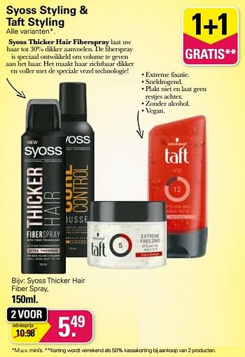 Aanbiedingen Syoss thicker hair fiber spray - Syoss - Geldig van 11/01/2023 tot 28/01/2023 bij De Online Drogist