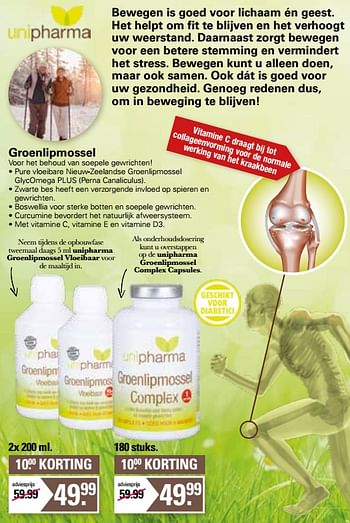 Aanbiedingen Unipharma groenlipmossel vloeibaar - Unipharma - Geldig van 11/01/2023 tot 28/01/2023 bij De Online Drogist