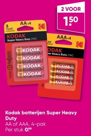 Aanbiedingen Kodak batterijen super heavy duty - Kodak - Geldig van 16/01/2023 tot 29/01/2023 bij Big Bazar