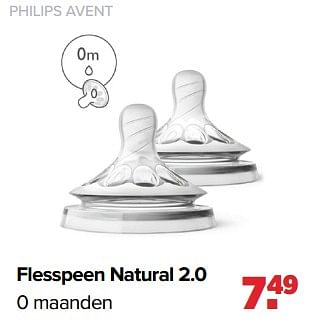 Aanbiedingen Philips avent flesspeen natural 2.0 - Avent - Geldig van 02/01/2023 tot 04/02/2023 bij Baby-Dump