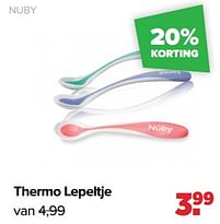 Aanbiedingen Nuby thermo lepeltje - Nuby - Geldig van 02/01/2023 tot 04/02/2023 bij Baby-Dump