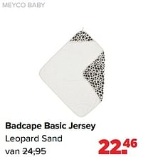 Aanbiedingen Meyco baby badcape basic jersey leopard sand - Meyco - Geldig van 02/01/2023 tot 04/02/2023 bij Baby-Dump