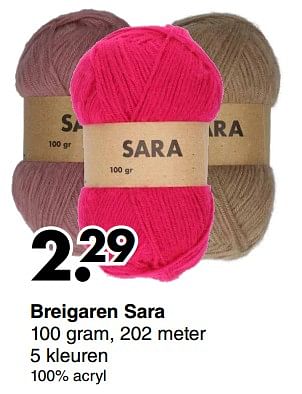 Aanbiedingen Breigaren sara - Huismerk - Wibra - Geldig van 16/01/2023 tot 29/01/2023 bij Wibra