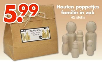Aanbiedingen Houten poppetjes familie in zak - Huismerk - Wibra - Geldig van 16/01/2023 tot 29/01/2023 bij Wibra