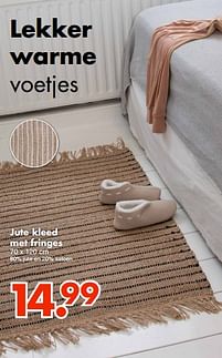 Aanbiedingen Jute kleed met fringes - Huismerk - Wibra - Geldig van 16/01/2023 tot 29/01/2023 bij Wibra