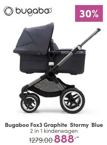 Aanbiedingen Bugaboo fox3 graphite stormy blue 2 in 1 kinderwagen - Bugaboo - Geldig van 22/01/2023 tot 28/01/2023 bij Baby & Tiener Megastore