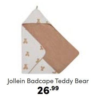 Aanbiedingen Jollein badcape teddy bear - Jollein - Geldig van 22/01/2023 tot 28/01/2023 bij Baby & Tiener Megastore