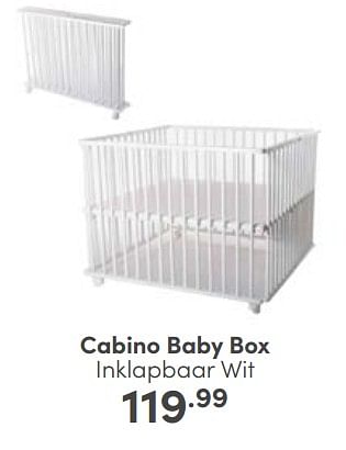 Aanbiedingen Cabino baby box inklapbaar wit - Cabino - Geldig van 22/01/2023 tot 28/01/2023 bij Baby & Tiener Megastore