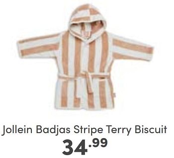 Aanbiedingen Jollein badjas stripe terry biscuit - Jollein - Geldig van 22/01/2023 tot 28/01/2023 bij Baby & Tiener Megastore