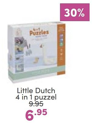 Aanbiedingen Little dutch 4 in 1 puzzel - Little Dutch - Geldig van 22/01/2023 tot 28/01/2023 bij Baby & Tiener Megastore