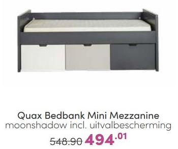 Aanbiedingen Quax bedbank mini mezzanine moonshadow incl uitvalbescherming - Quax - Geldig van 22/01/2023 tot 28/01/2023 bij Baby & Tiener Megastore