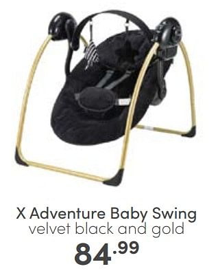 Aanbiedingen X adventure baby swing velvet black and gold - Xadventure - Geldig van 22/01/2023 tot 28/01/2023 bij Baby & Tiener Megastore