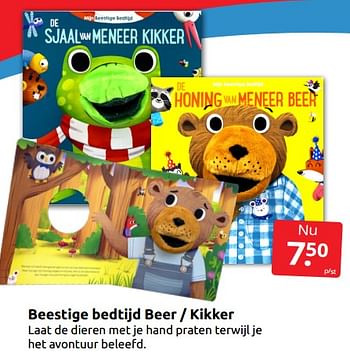 Aanbiedingen Beestige bedtijd beer - kikker - Huismerk - Boekenvoordeel - Geldig van 21/01/2023 tot 29/01/2023 bij Boekenvoordeel