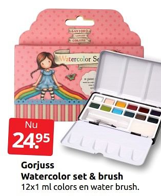 Aanbiedingen Gorjuss watercolor set + brush - Huismerk - Boekenvoordeel - Geldig van 21/01/2023 tot 29/01/2023 bij Boekenvoordeel