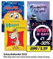 Aanbiedingen Scheurkalender 2023 - Huismerk - Boekenvoordeel - Geldig van 21/01/2023 tot 29/01/2023 bij Boekenvoordeel