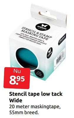 Aanbiedingen Stencil tape low tack wide - Huismerk - Boekenvoordeel - Geldig van 21/01/2023 tot 29/01/2023 bij Boekenvoordeel