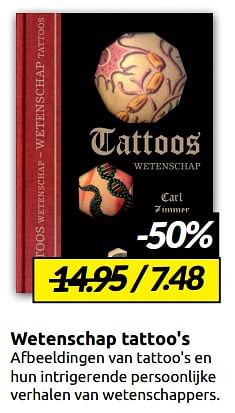 Aanbiedingen Wetenschap tattoo`s - Huismerk - Boekenvoordeel - Geldig van 21/01/2023 tot 29/01/2023 bij Boekenvoordeel