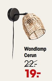 Aanbiedingen Wandlamp cerun - Huismerk - Kwantum - Geldig van 23/01/2023 tot 19/02/2023 bij Kwantum