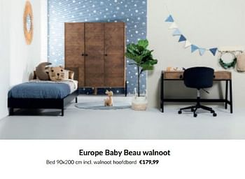 Aanbiedingen Europe baby beau walnoot bed walnoot hoofdbord - Europe baby - Geldig van 23/01/2023 tot 13/02/2023 bij Babypark