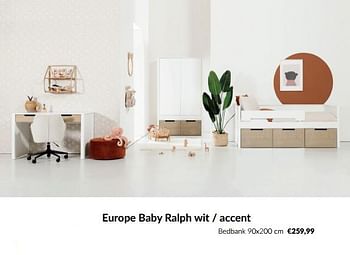 Aanbiedingen Europe baby ralph wit - accent bedbank - Europe baby - Geldig van 23/01/2023 tot 13/02/2023 bij Babypark