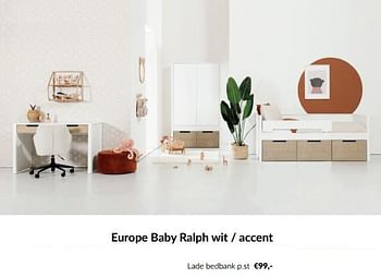 Aanbiedingen Europe baby ralph wit - accent lade bedbank p.st - Europe baby - Geldig van 23/01/2023 tot 13/02/2023 bij Babypark