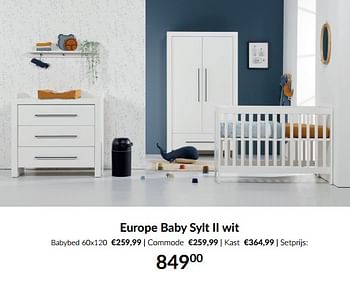 Aanbiedingen Europe baby sylt ii wit - Europe baby - Geldig van 23/01/2023 tot 13/02/2023 bij Babypark