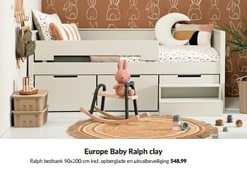 Aanbiedingen Europe baby ralph clay ralph bedbank incl. opberglade en uitvalbeveiliging - Europe baby - Geldig van 23/01/2023 tot 13/02/2023 bij Babypark