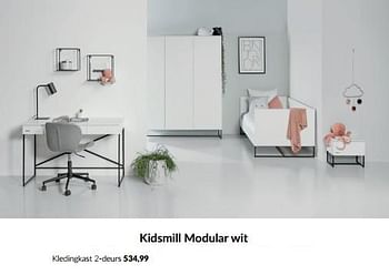 Aanbiedingen Kidsmill modular wit kledingkast 2-deurs - Kidsmill - Geldig van 23/01/2023 tot 13/02/2023 bij Babypark