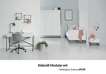 Aanbiedingen Kidsmill modular wit kledingkast 3-deurs - Kidsmill - Geldig van 23/01/2023 tot 13/02/2023 bij Babypark